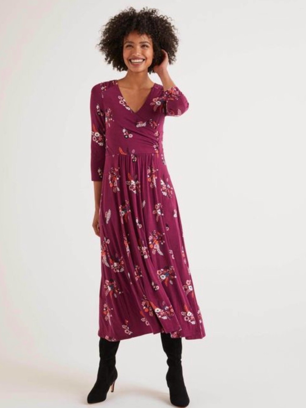NWT Boden Ruby Country Posy Francesca jersey cotton midi dress 10 uk 14 R new